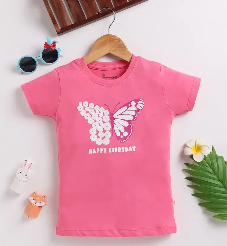 Playful Pair – Girls’ Unicorn & Happy Everyday Printed Cotton Tees