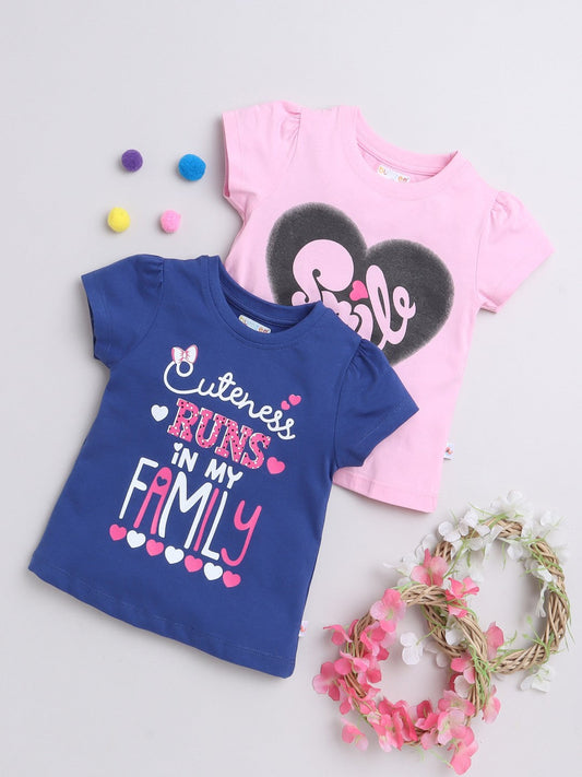 Double the Style – Girls’ Printed T-Shirts Pack of 2 (Pink & Blue)