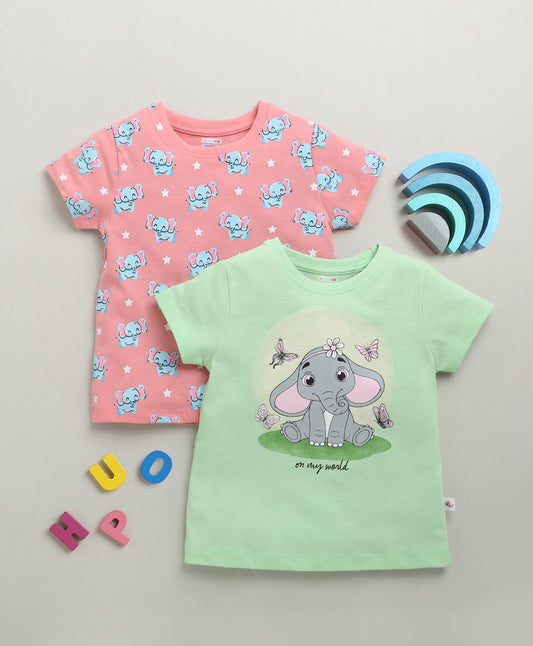 Bumzee Girls’ Printed Tee Duo – Soft Cotton, Bright Colors, Big Smiles!