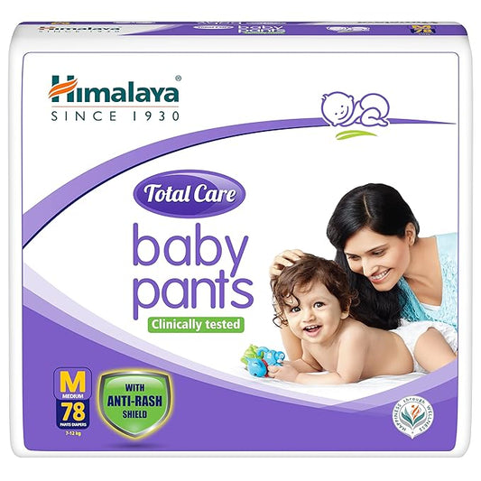 Himalaya Total Care Baby Pants Diapers, Medium, 78 Count, 7–12kg, Anti-Rash Shield, Rapid Absorption, Superior Comfort, Clinically Tested