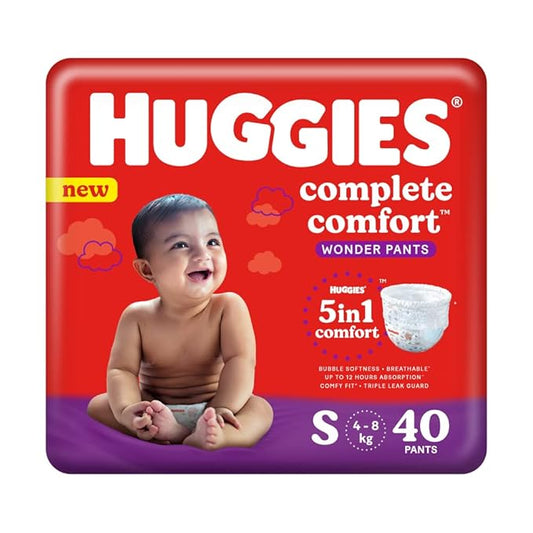 Huggies Complete Comfort Wonder Pants, Small (S), 4–8kg, 40 Count, 5-in-1 Comfort