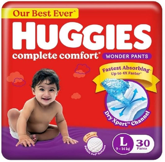 Huggies Complete Comfort Wonder Pants, Large (L), 9–14kg, 30 Count,