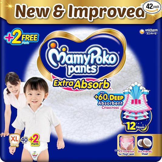 MamyPoko Extra Absorb XL Diapers - 42 Count (12-17 kg)