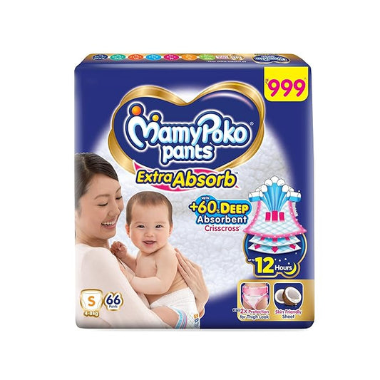 MamyPoko Diaper Pants - Soft & Comfortable Baby Diapers - Size S – 66 pcs