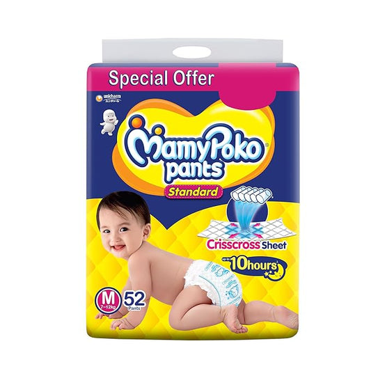 MamyPoko Standard Baby Diapers Pants - Medium (7-12kg), 52 Count