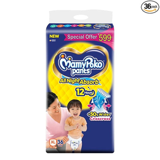 MamyPoko All Night Absorb Diaper Pants, X-Large (36 Pack, 12-17 kg)