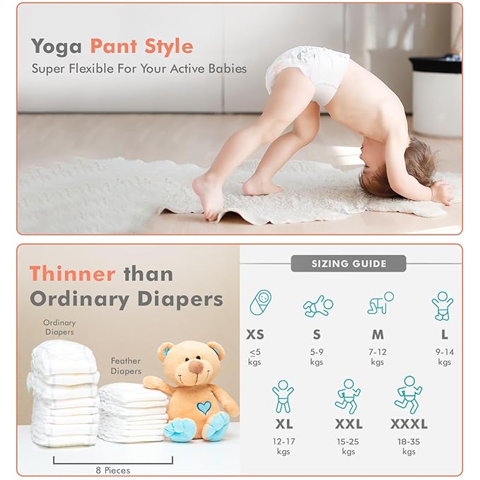 R for Rabbit Feather Diaper Pants – Small (S) Pack of 48 | Ultra-Soft, Breathable & 12-Hour Leak Protection for Newborns and Infants