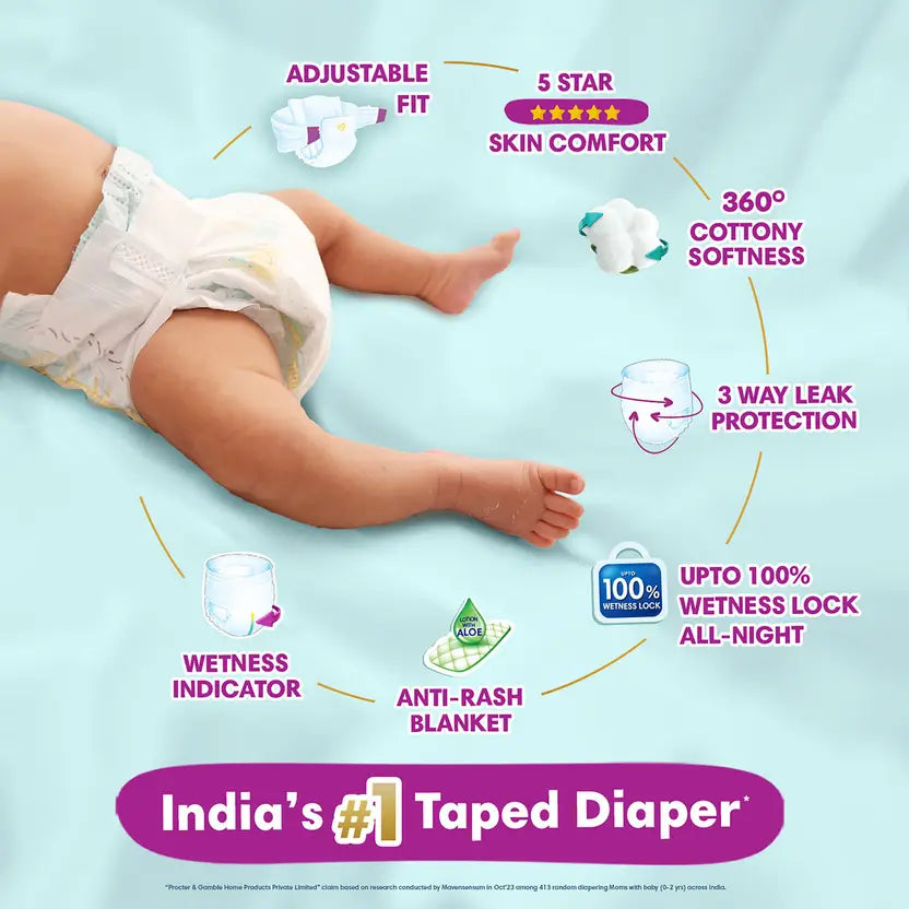 P&G Pampers Diaper Pants, Premium Taped & Adjustable Fit, Suitable for All Skin Types - 50 Pcs