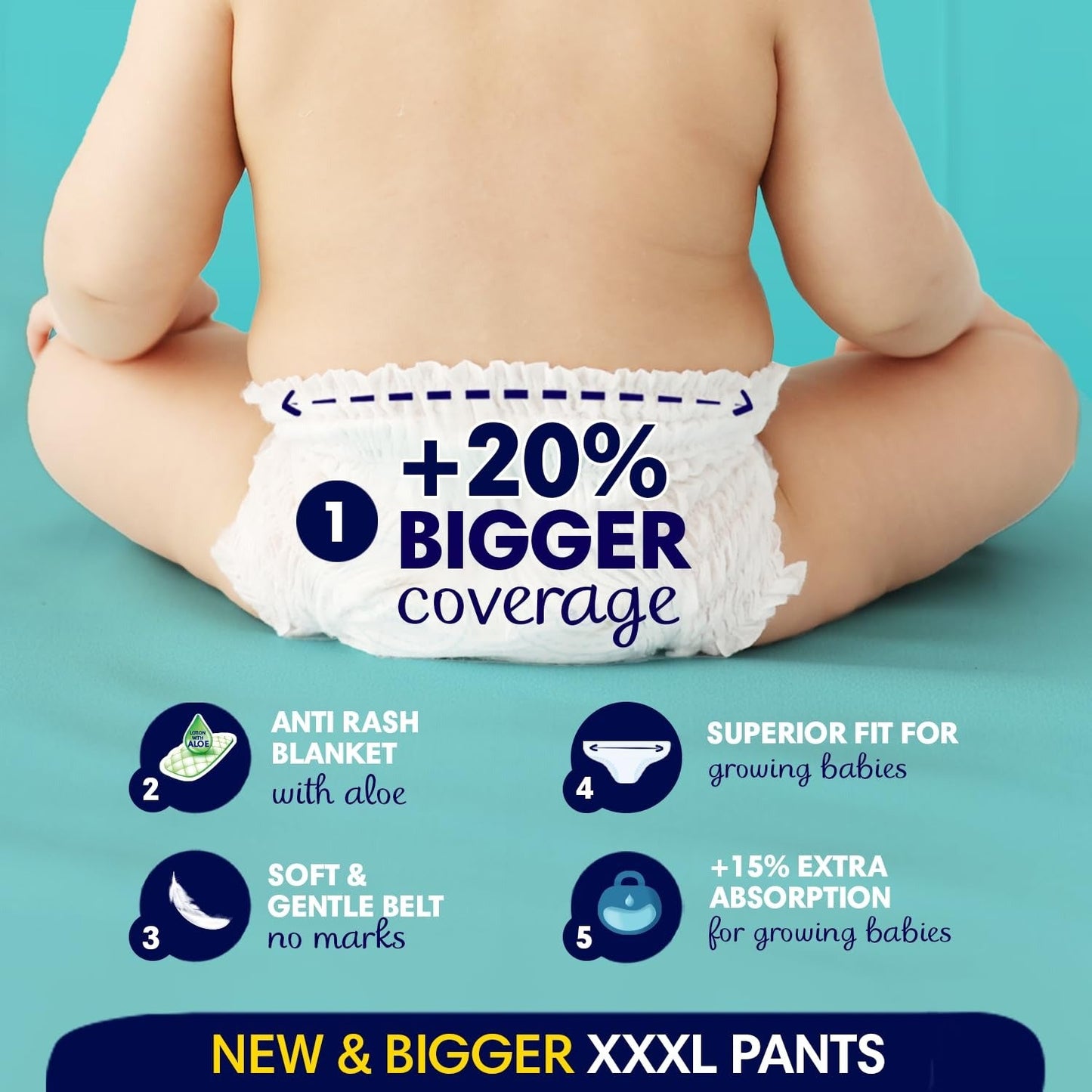 Pampers Diaper Pants XXXL (16-30 kg) | 22 pcs | Anti-Rash & Aloe Vera