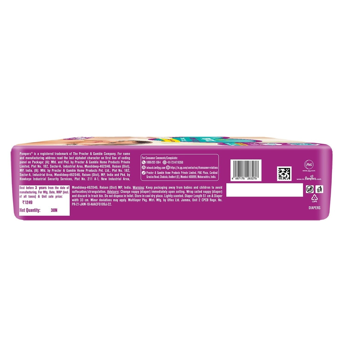 Pampers XL Taped Diapers – 38 Count | Active Baby, Custom Fit, Extra Large Size (12+kg)