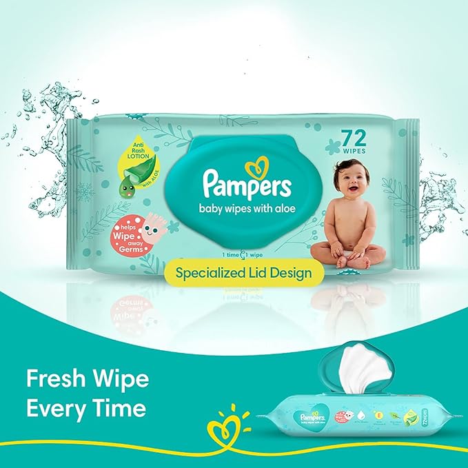 P&G Aloe Vera Skincare Wipes, Paraben-Free with Vitamin E, Suitable for All Skin Types – Pack of 72