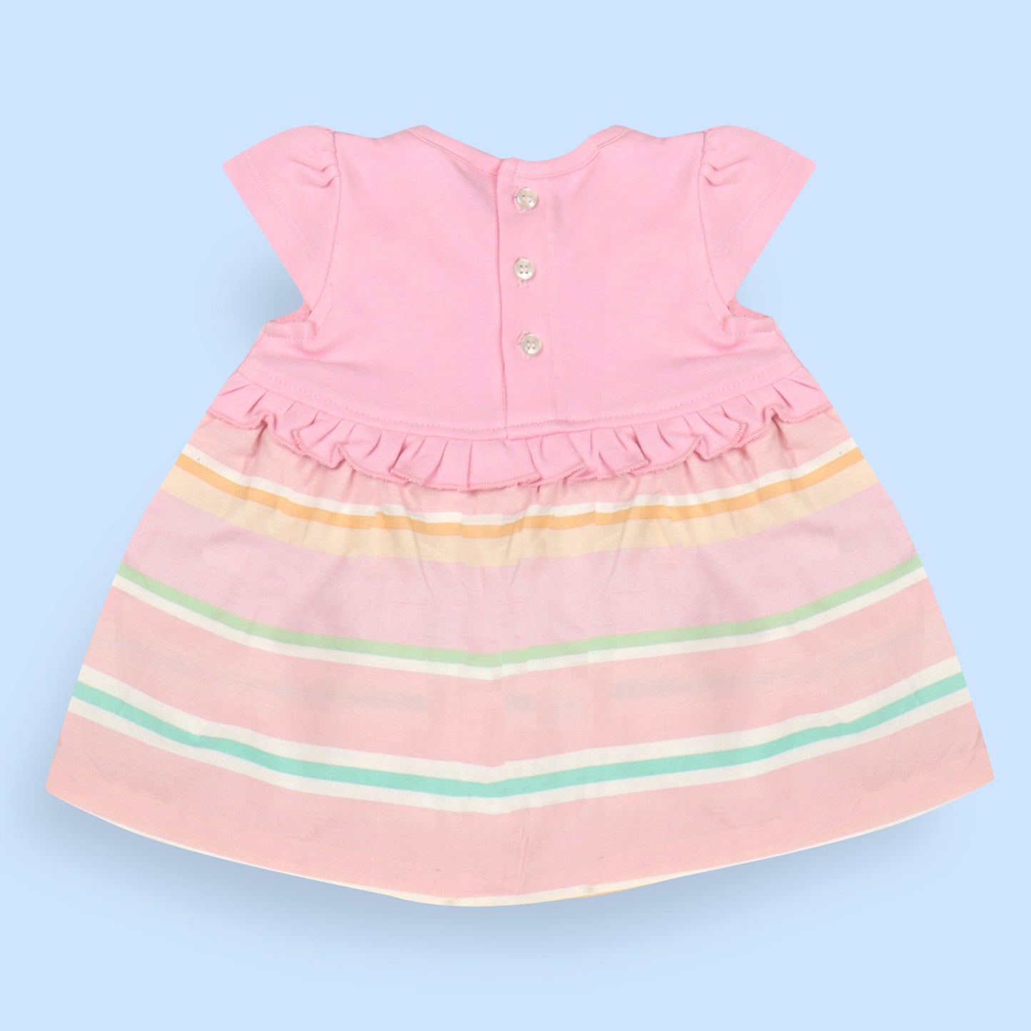 Baby World Pink Princess Frock – Soft Cotton, Cap Sleeves & Round Neck for Summer Fun