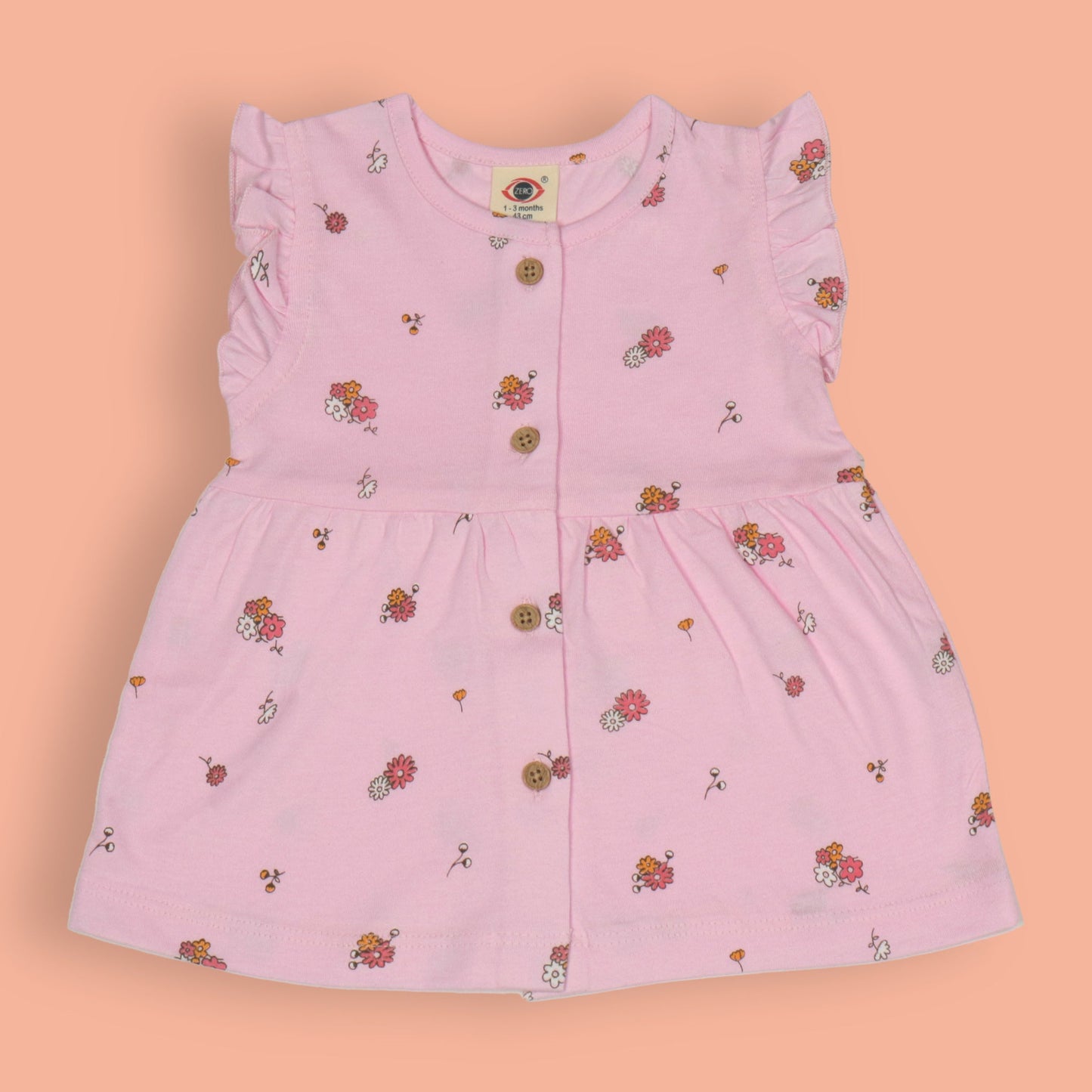Zero Blissful Blooms: Pink Cotton Frock & Bloomer Set for Sunny Days