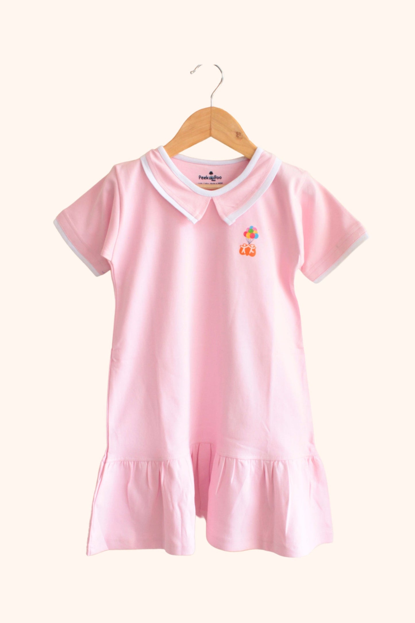Knit Pink Dress with Shirt Collar