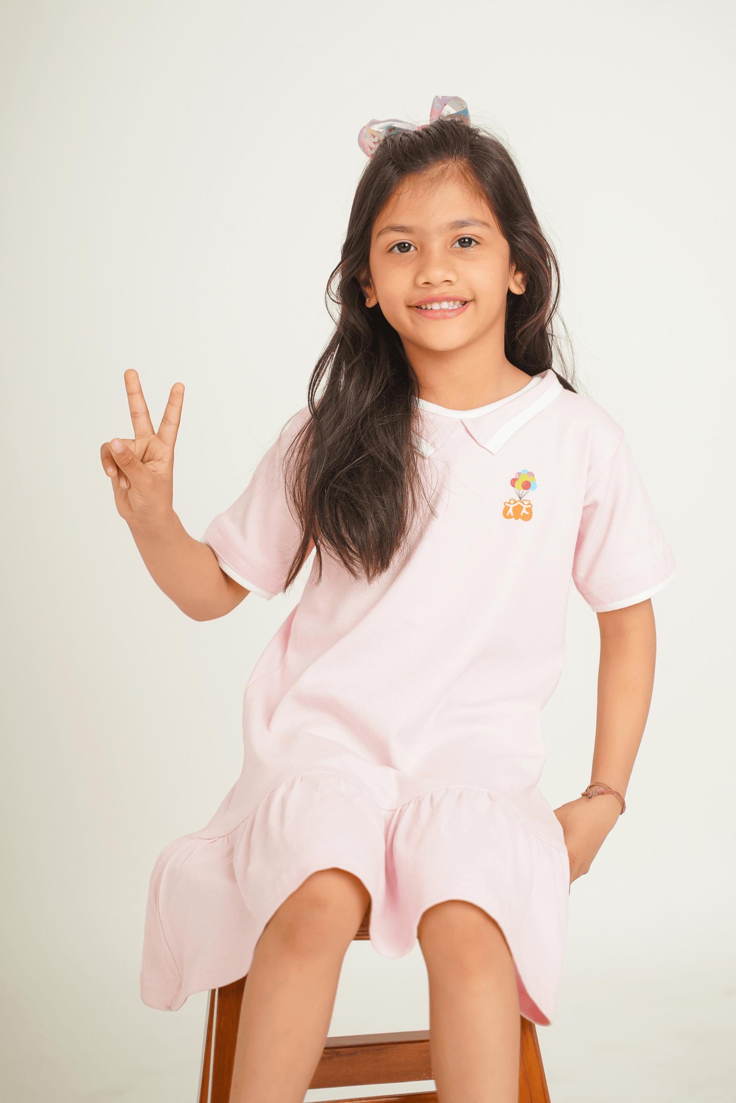 Knit Pink Dress with Shirt Collar