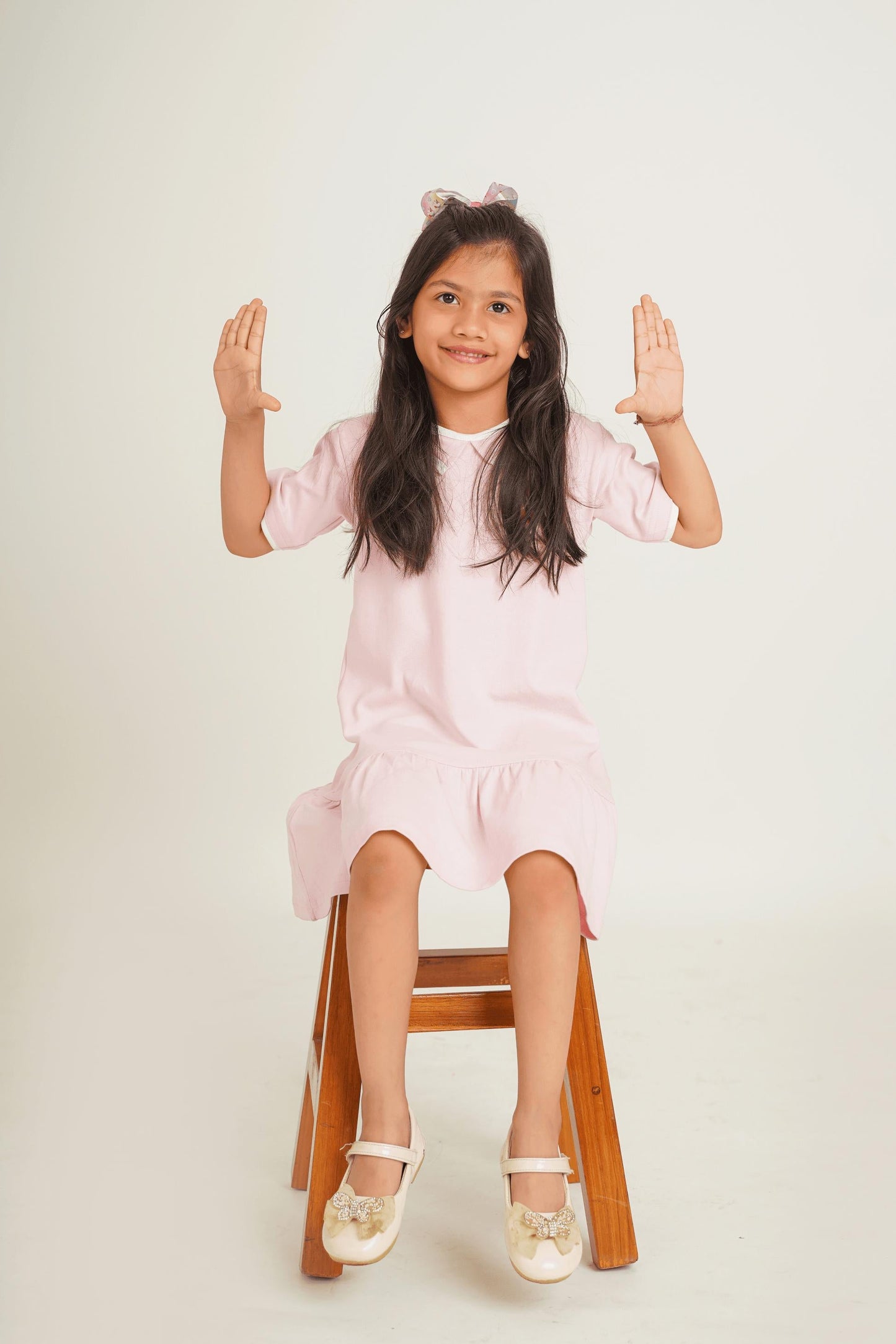 Knit Pink Dress with Shirt Collar