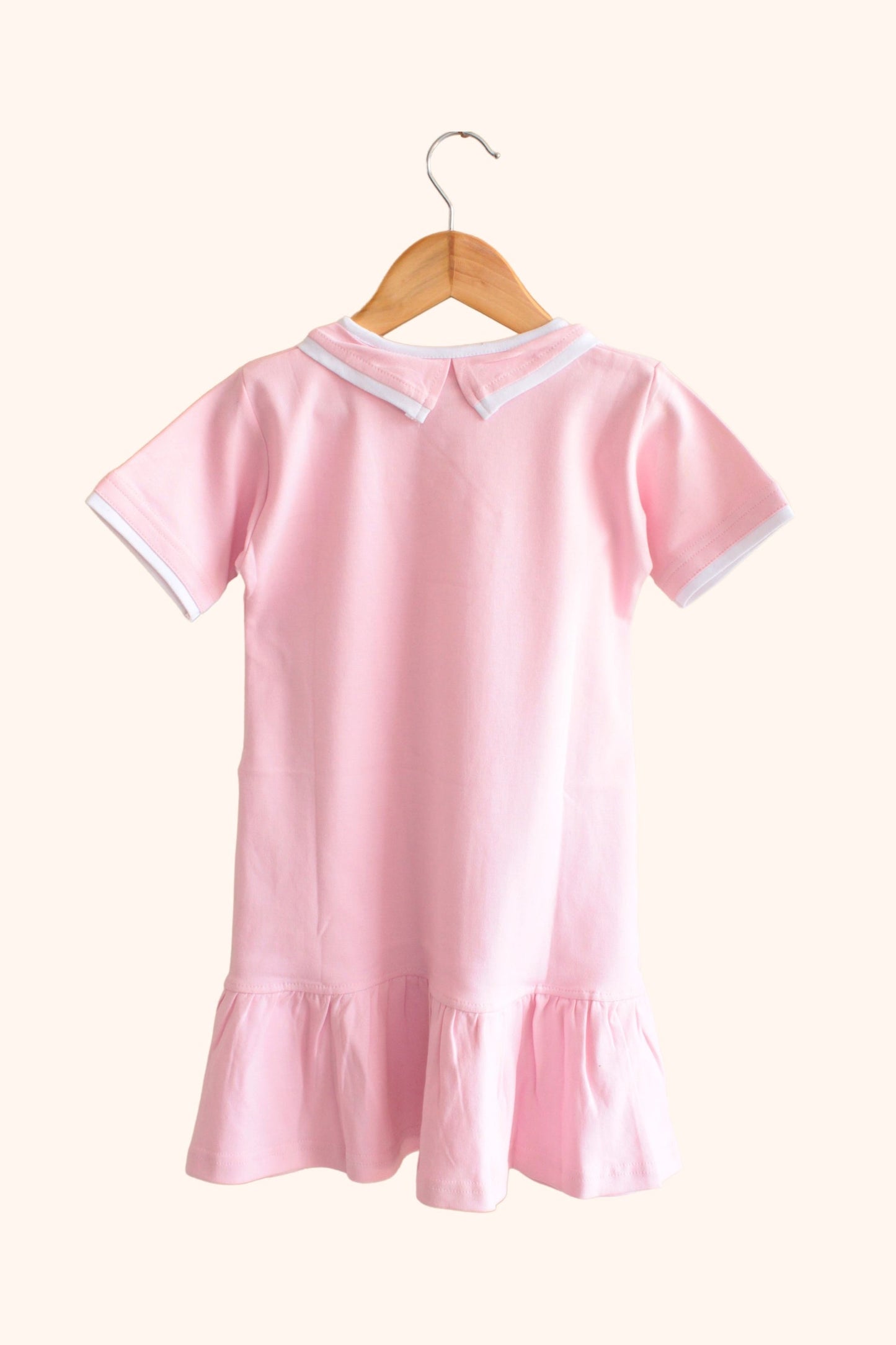 Knit Pink Dress with Shirt Collar