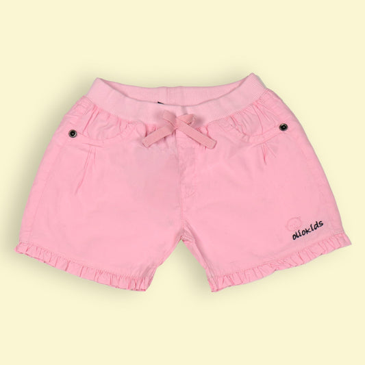 OlioKids Girls Cotton Blend Elasticated Pull-On Shorts - Pink