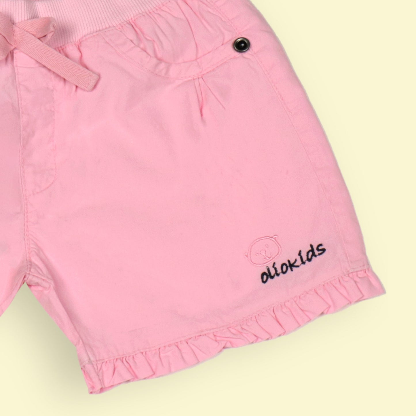 OlioKids Girls Cotton Blend Elasticated Pull-On Shorts - Pink