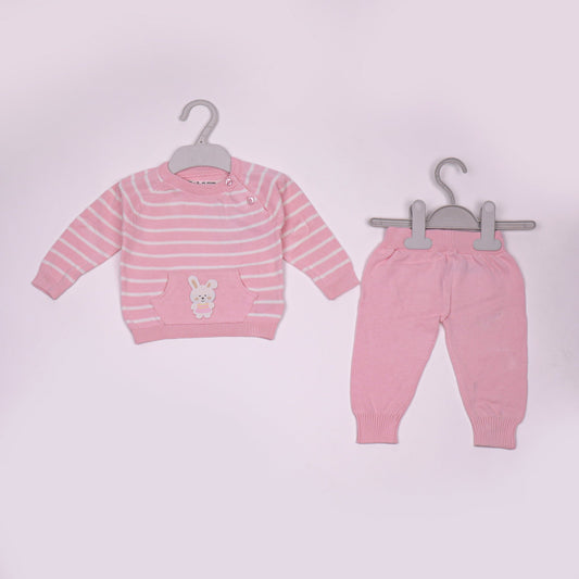 Toffyhouse Girls’ Pink Teddy Bear Print Winter Sweatshirt & Pant Set