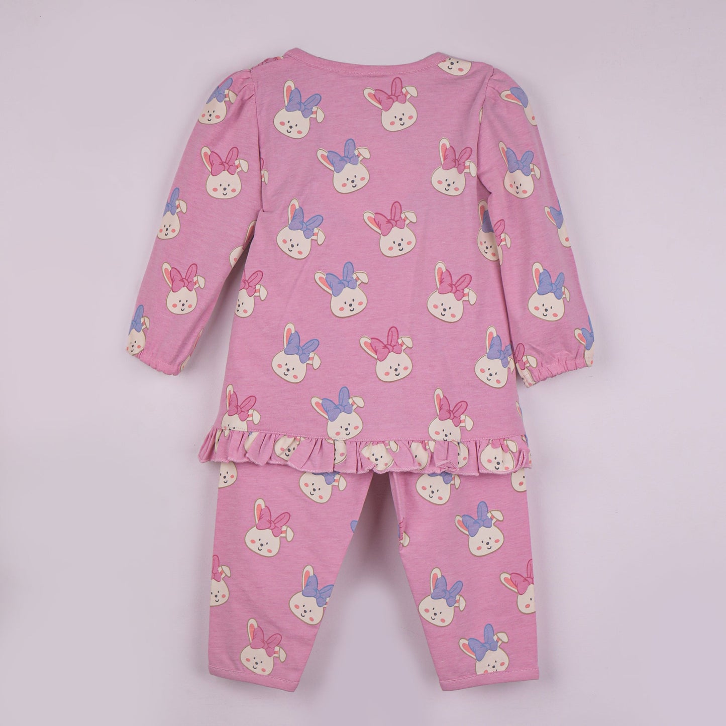 Toffyhouse Girls’ Pink Cotton Full Sleeve Round Neck Nightwear Set