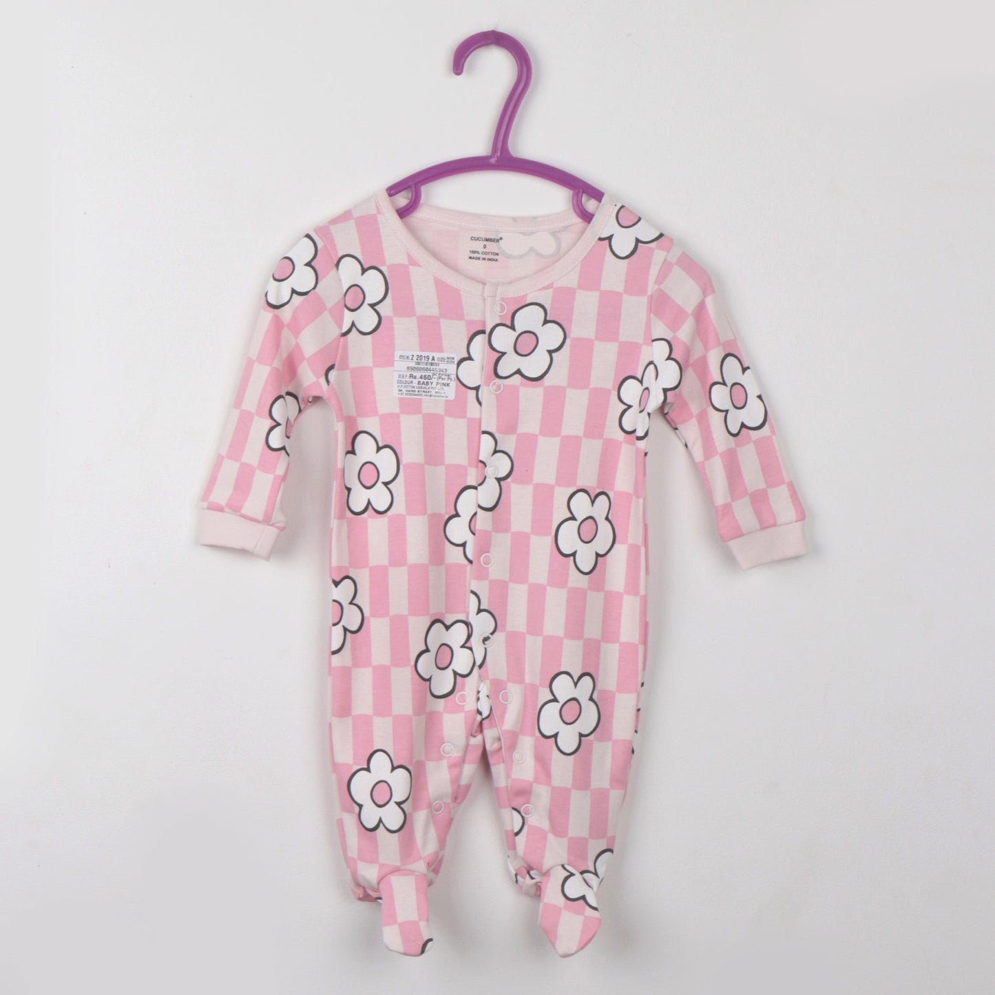 Cucumber Unisex Pink Cotton Romper | Full Sleeve Festival Essential with All-Over Prints