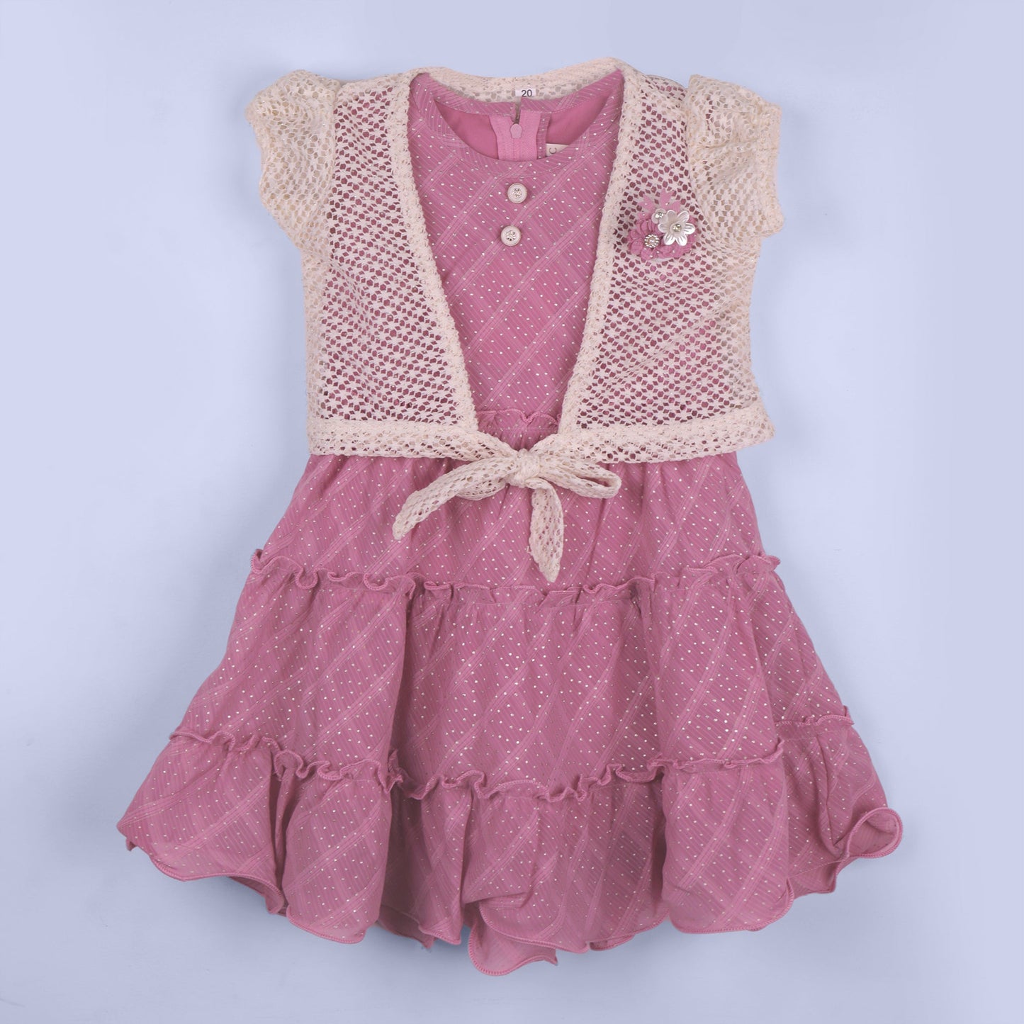 Glitter Glam Pink Frock & Jacket Set – Festive Sparkle for Girls