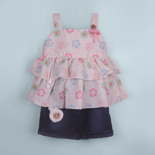 Sunny Blossom – Pink Festival Wear Top & Shorts