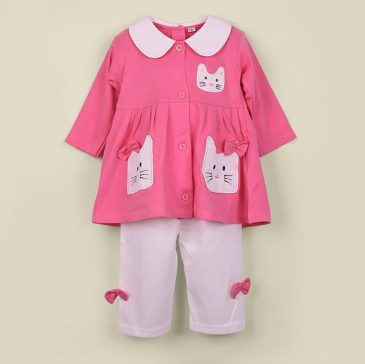 Piu’s soft cotton frock & leggings: adorable Peter Pan collar and all-season stylish comfort!