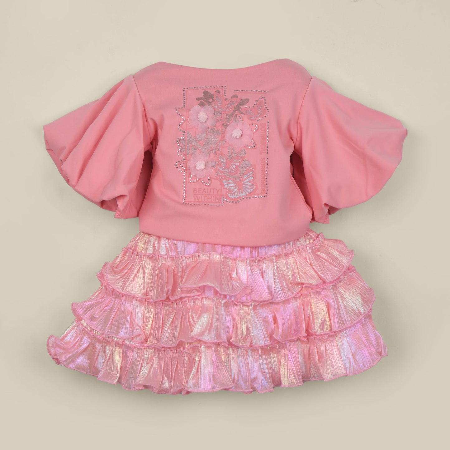 Shine bright in Naughty Girl’s top and skirt combo—appliqué, rhinestones, and festival flair!