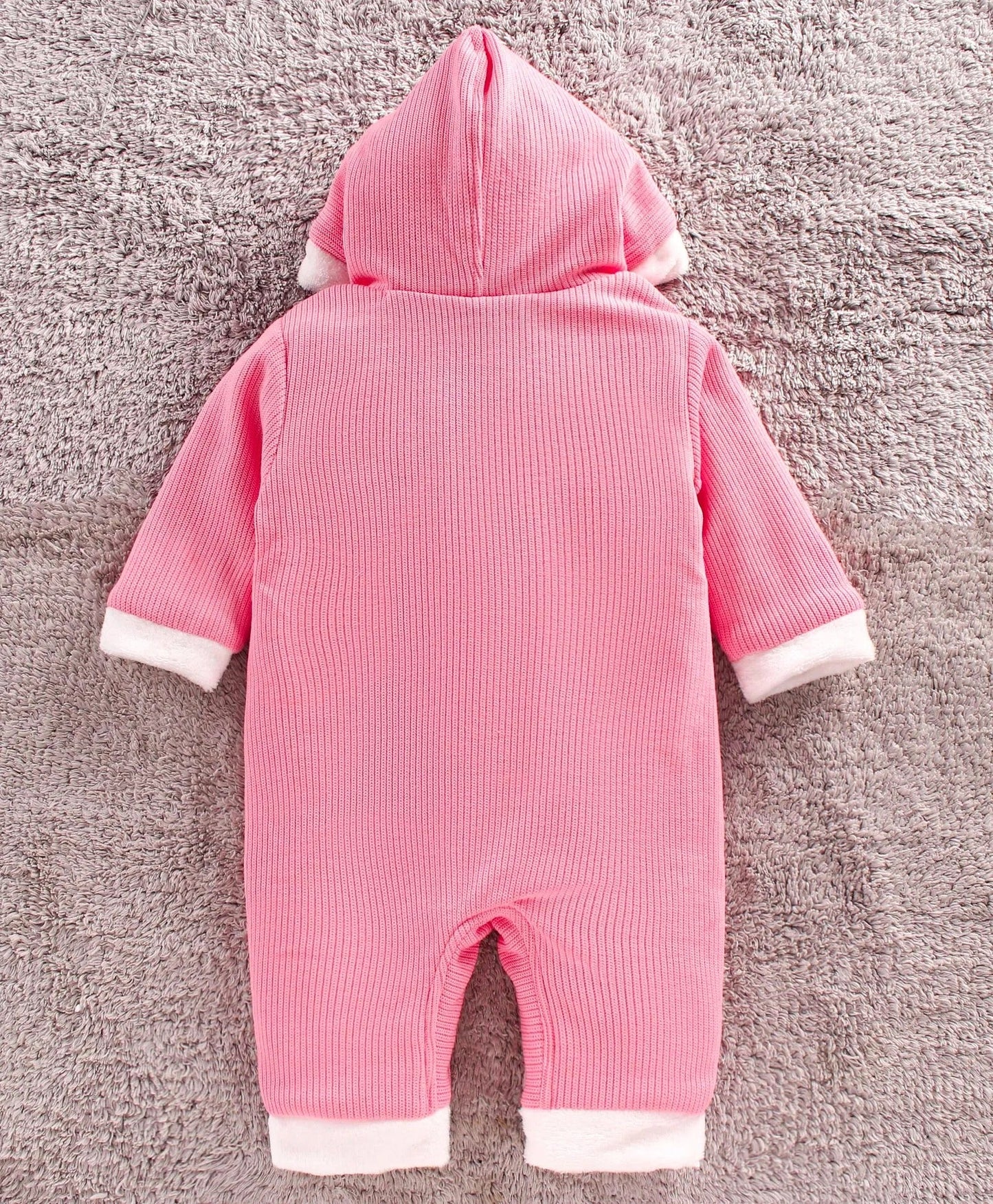 Cute & Cozy – Girls’ Pink Cotton Hooded Romper