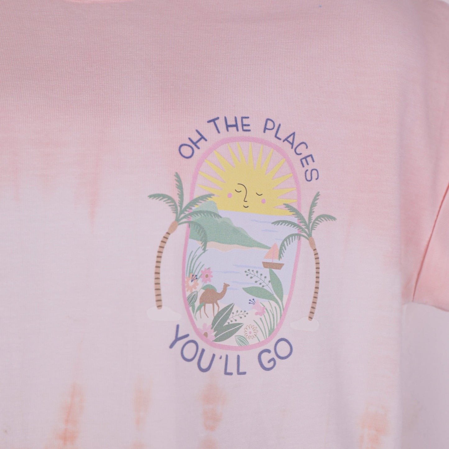 Chic & Casual – Girls’ Pink Cotton Print T-Shirt