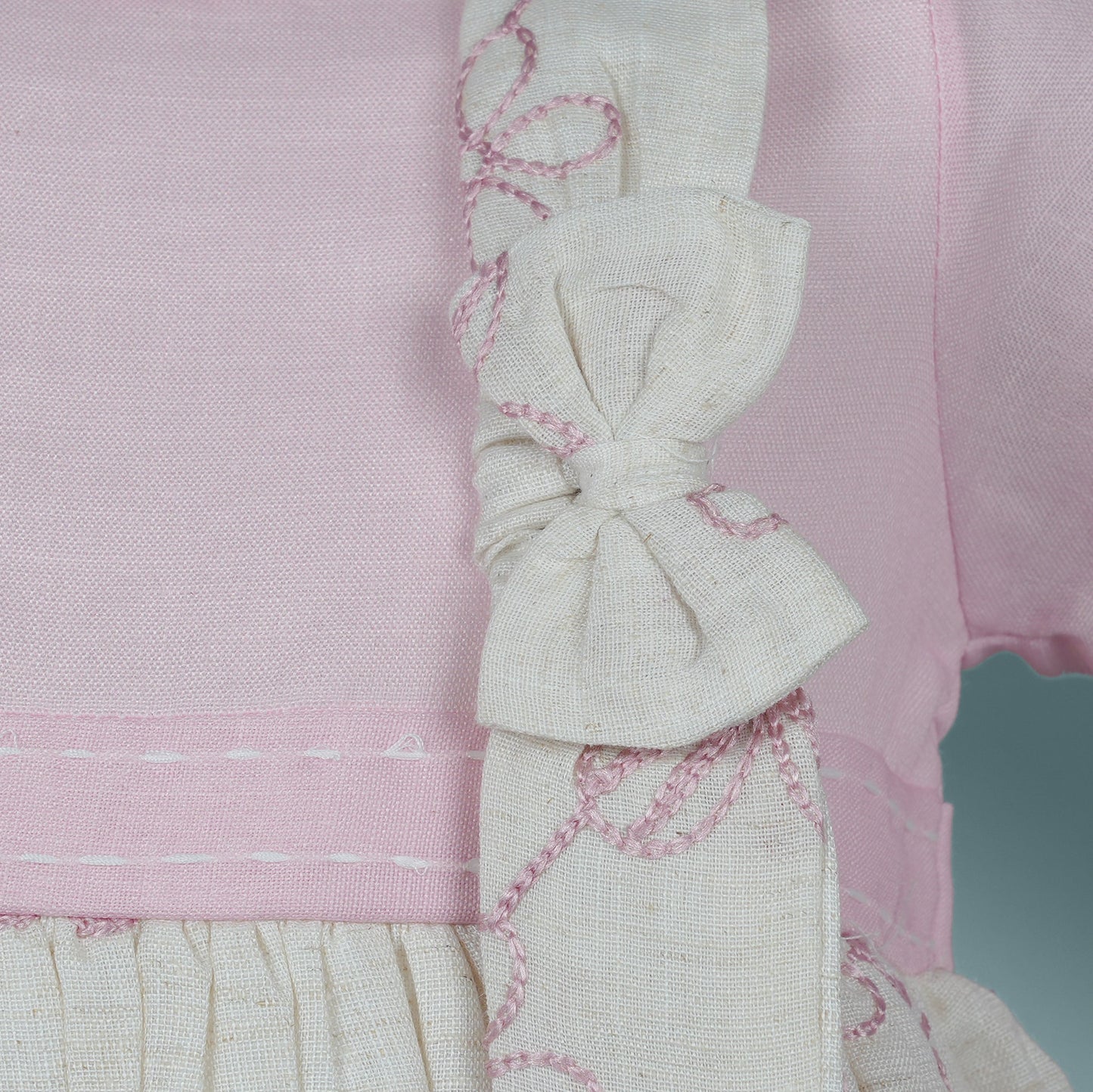 Floral Dreams: Orrigany Girls Pink Dress with Embroidery & Cute Matching Headband