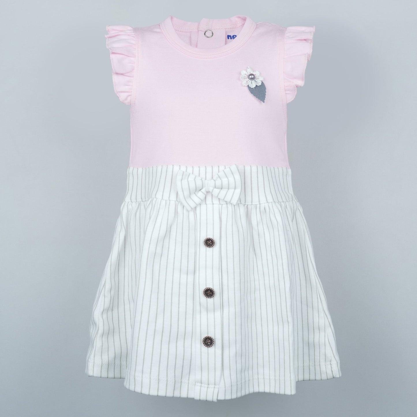 Twist & Twirl: Neo Nate Pink Cotton Frock + Bloomer Set for Girls | Playful Summer Wear
