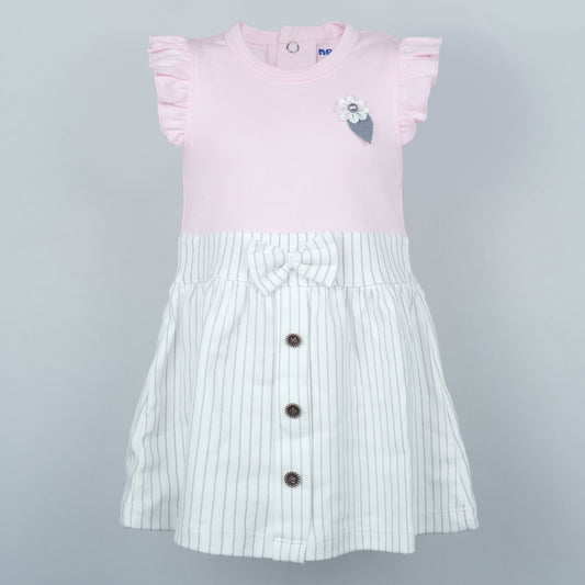 Twist & Twirl: Neo Nate Pink Cotton Frock + Bloomer Set for Girls | Playful Summer Wear
