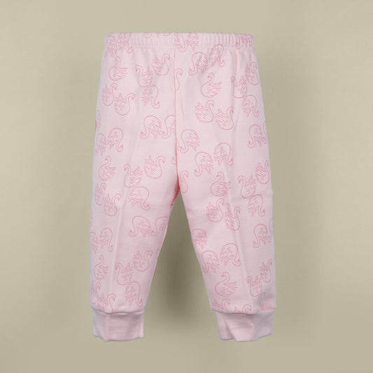 Pink Rabbit Girls Pink All-Over Print Cotton Leggings | Skinny Fit Winter Essential