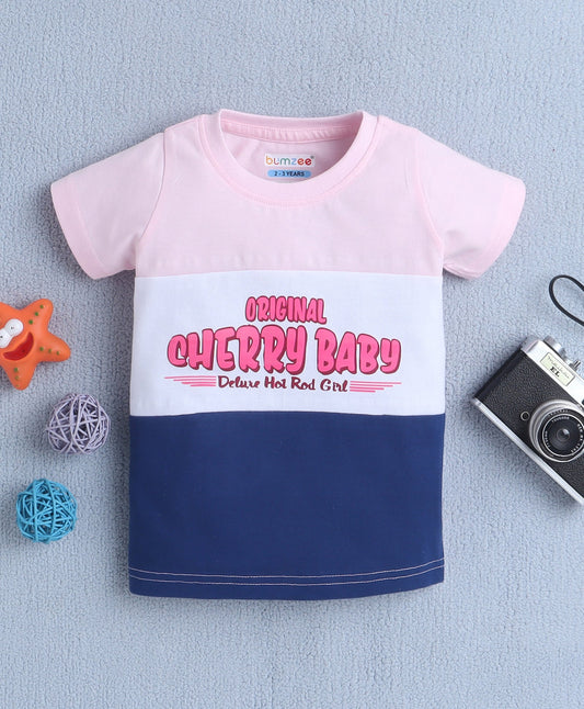 Everyday Cute – Bumzee Girls’ Cotton T-Shirt in Cherry Pink Print