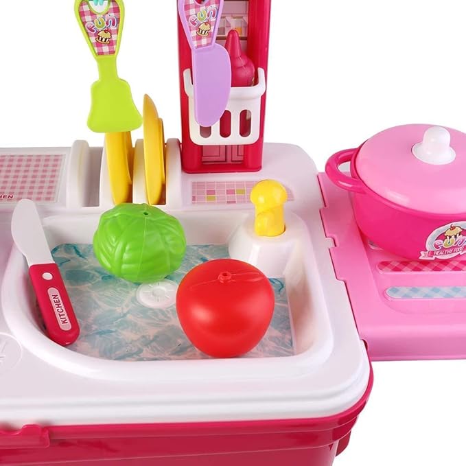 Chef Kitchen 2-in-1 Trolley – 24-Pc Kids Cooking Playset with Accessories – Ages 3+