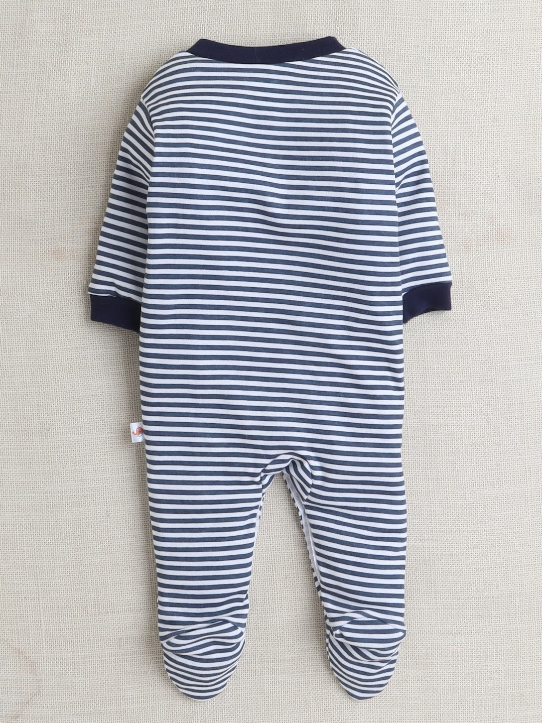Bumzee’s 3-set cotton bodysuits: full sleeves and footed comfort in white & navy blue for all seasons!