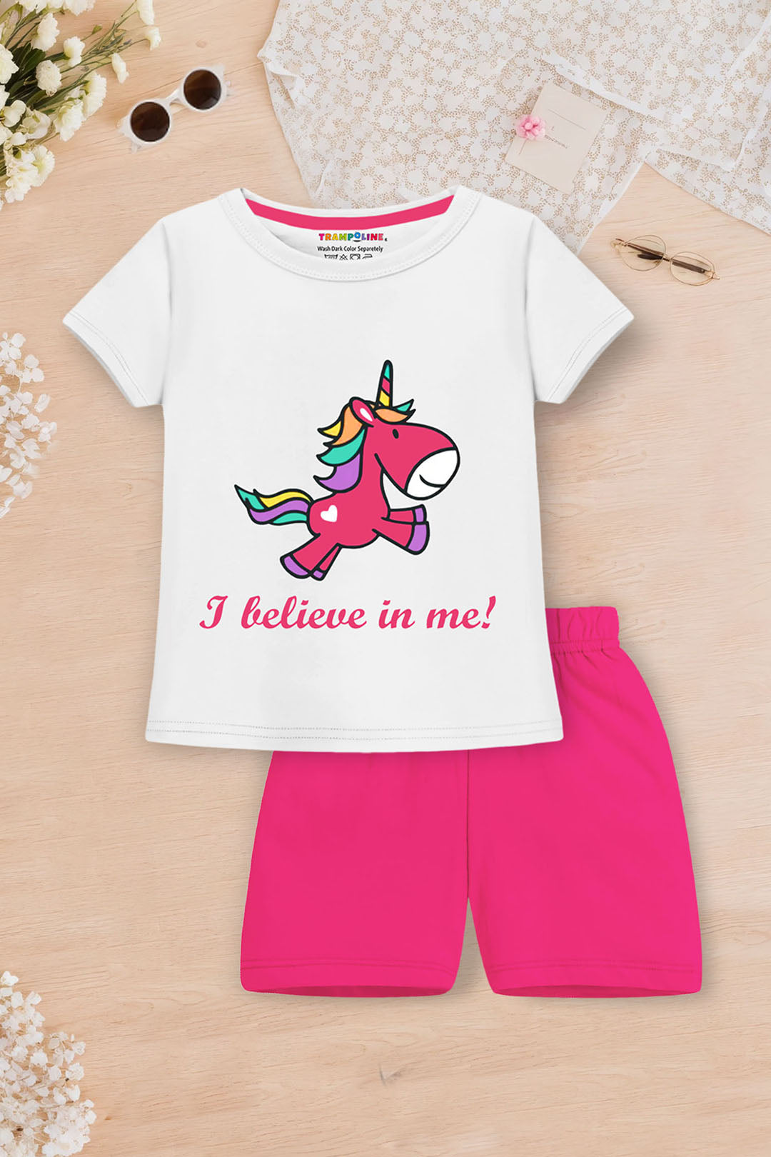 Trampoline Girl's 3-Pack 'I believe in me' T-Shirt & Shorts