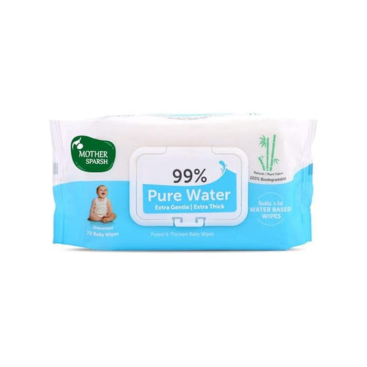 Mother Sparsh 99% Pure Water Baby Wipes, Unscented, Super Thick Fabric, 72 pcs
