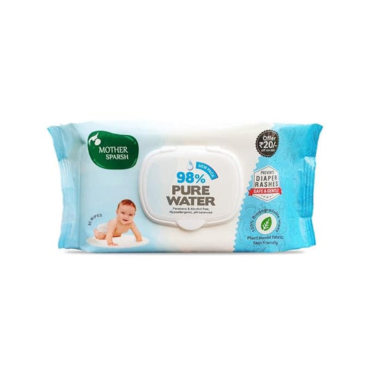 Mother Sparsh 98% Water Baby Wipes, Plant-Based, 80 pcs