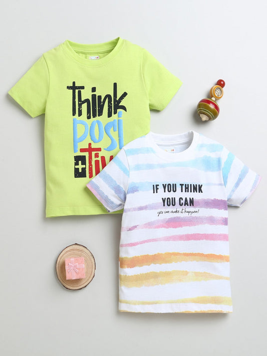 Slip into style with Bumzee’s boys’ T-shirts duo—bright colors and motivating prints!