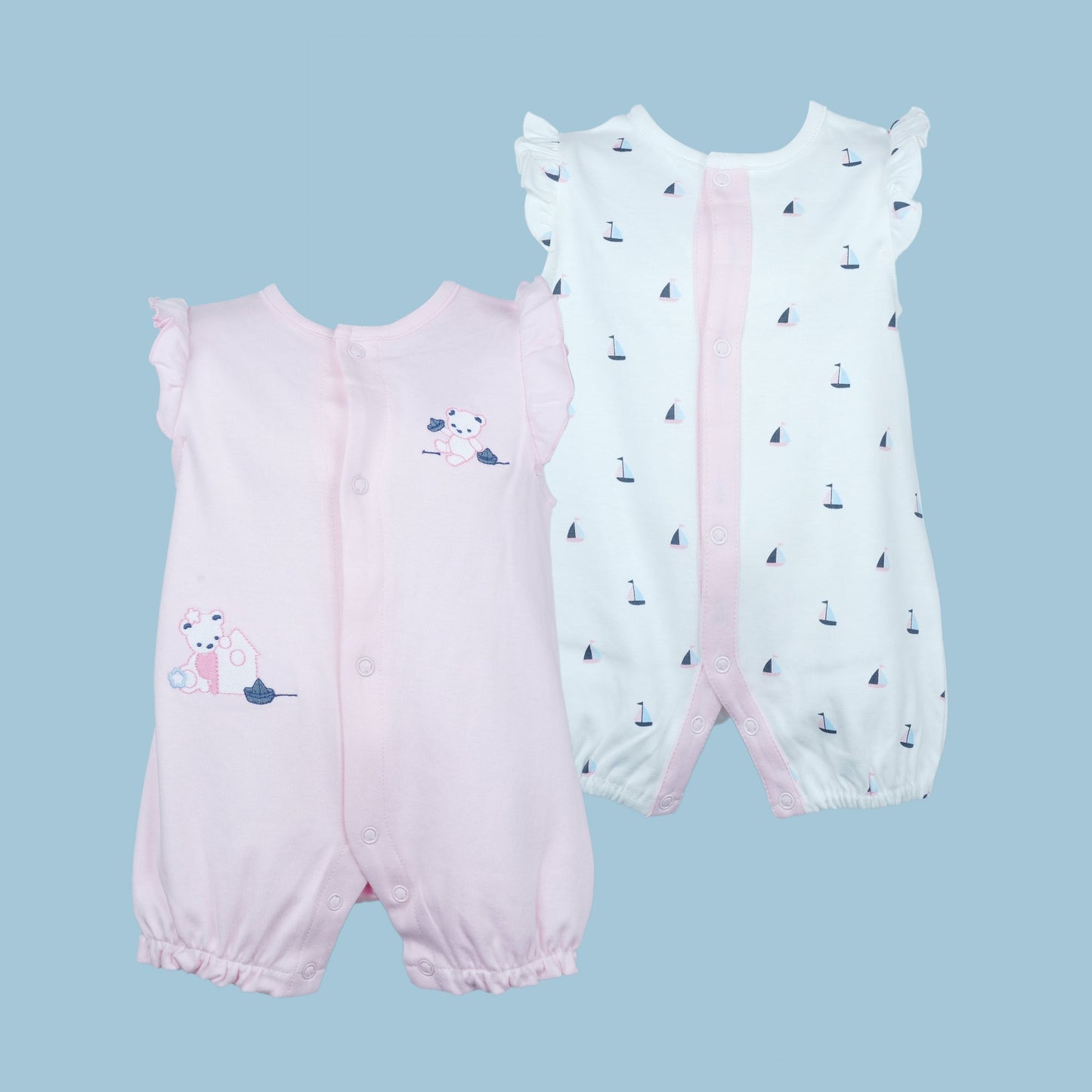 Cuddle Pair – 2-Pack Cotton Rompers for Girls