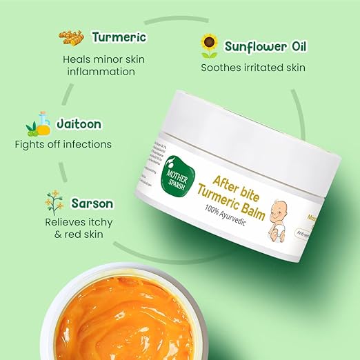 Mother Sparsh After Bite Turmeric Balm, 100% Natural, Gentle Skin Roll-On, 25g