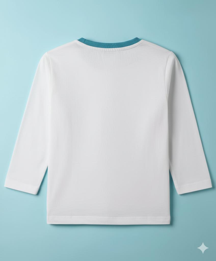 Ollypop Unisex White Full Sleeve T-Shirt – Breathable Summer Essential with "I ♥️ MOM & DAD" Print
