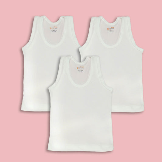 Boys’ White Cotton Blend Vests by Body Care – 3-Pack Soft, Sleeveless Innerwear
