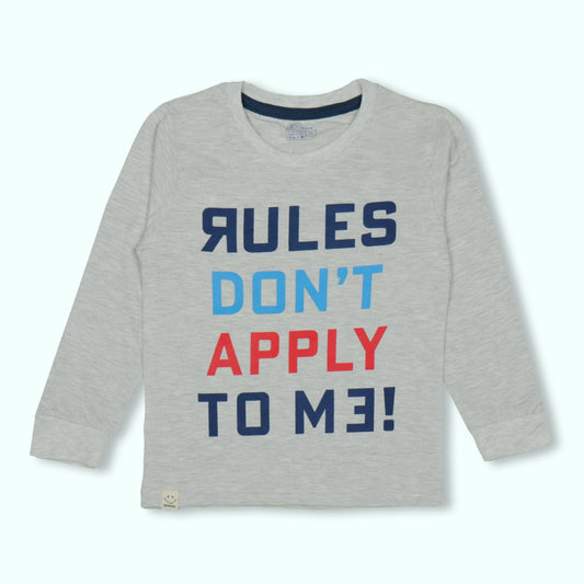 White Rebel Statement T-Shirt – NIOMODA Boys’ Full Sleeves, Soft Cotton Comfort+, RULES DON’T APPLY TO ME Design