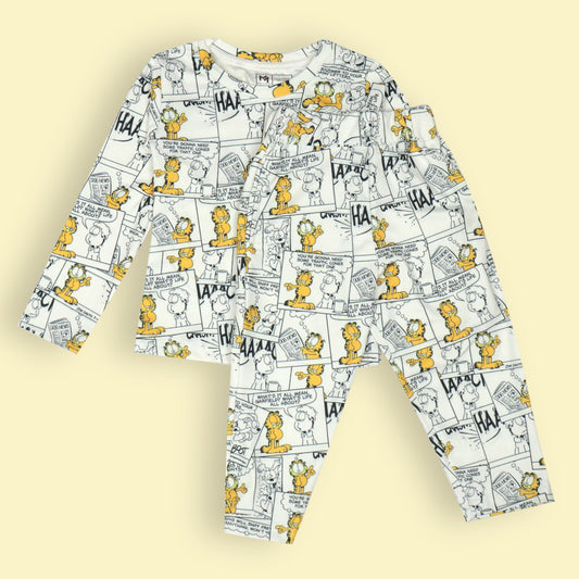 MINUTE MIRTH Boys' Soft Lycra Full Sleeve Cat Print Nightwear  With Garfield All Over Print
