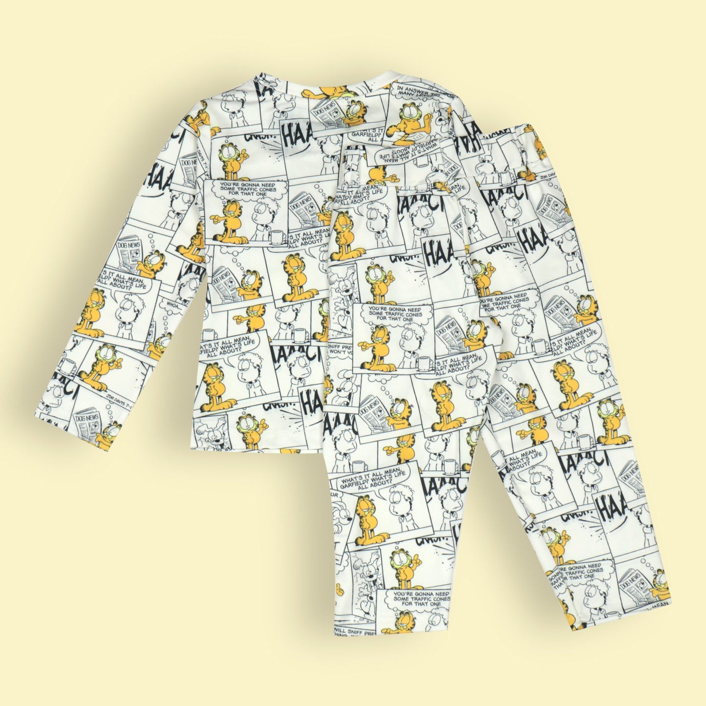 MINUTE MIRTH Boys' Soft Lycra Full Sleeve Cat Print Nightwear  With Garfield All Over Print